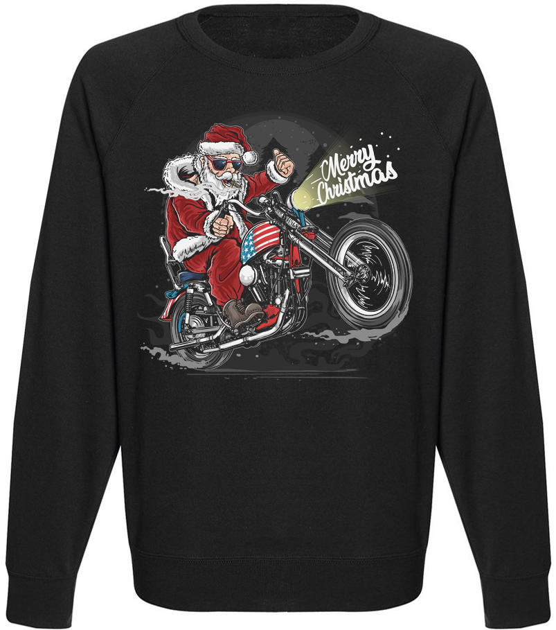 

Свитшот "Merry Christmas Motorcycle" (чёрный), Черный