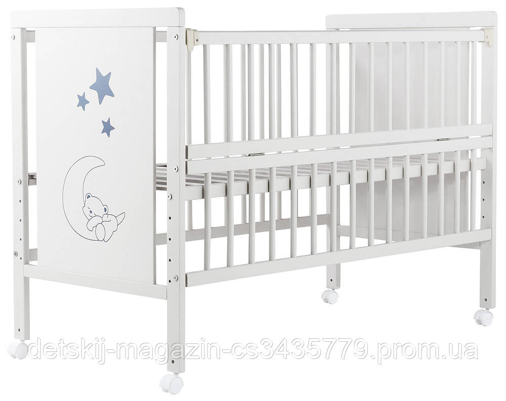 

Кровать Babyroom Медвежонок M-01 откидной бок, колеса бук белый