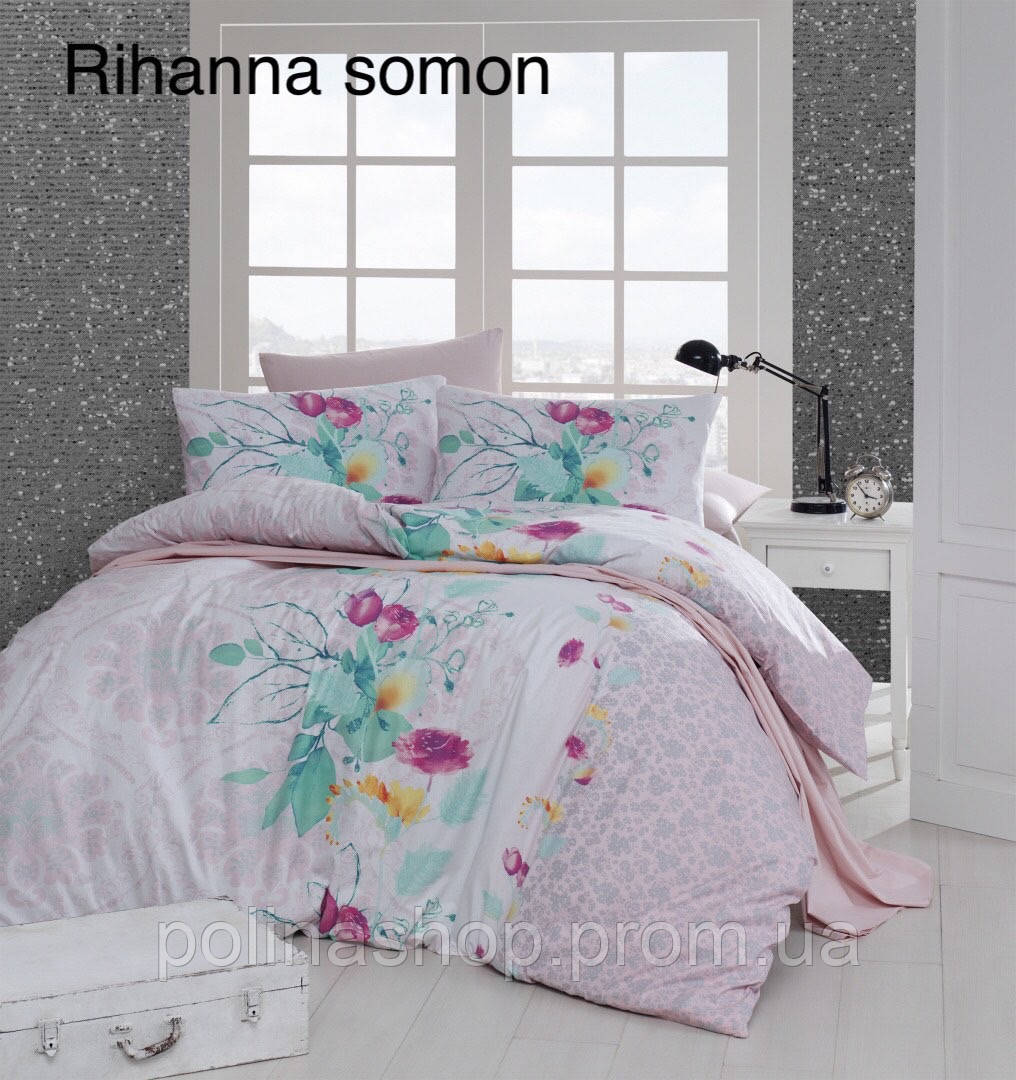 

Комплект постельного белья Issi Home RANFORCE "Rihanna somon" Евро Турция, Белый