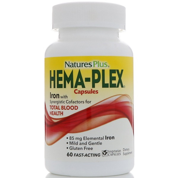 

Препарат для поднятия гемоглобина Nature's Plus Hema-Plex, 60 капсул