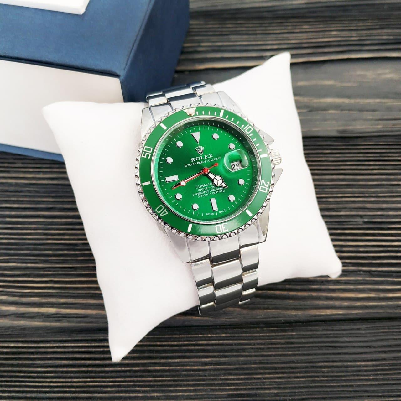 

Часы Мужские Rolex Submariner 6478 Silver-Green, Браслет серебряный, Зеленый цф