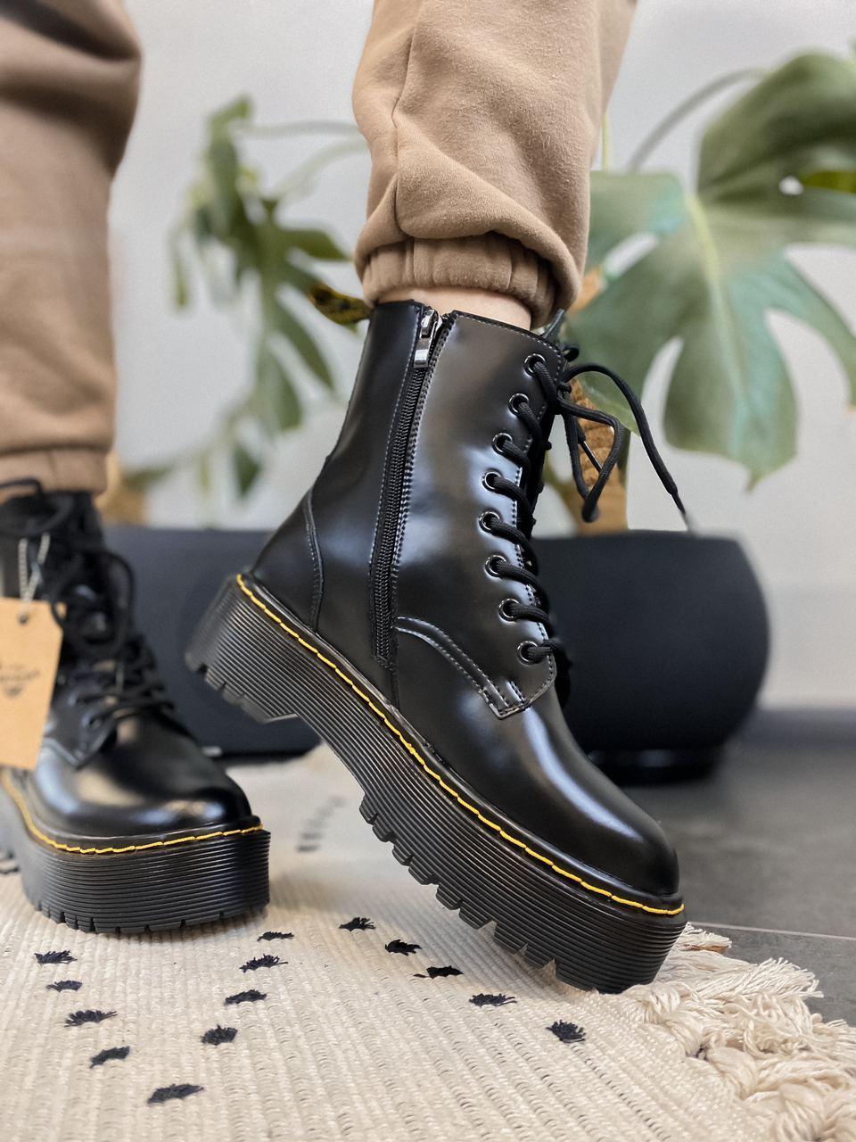 

Ботинки женские Dr Martens Jadon Black Zip черные мартинсы на платформе, Черный