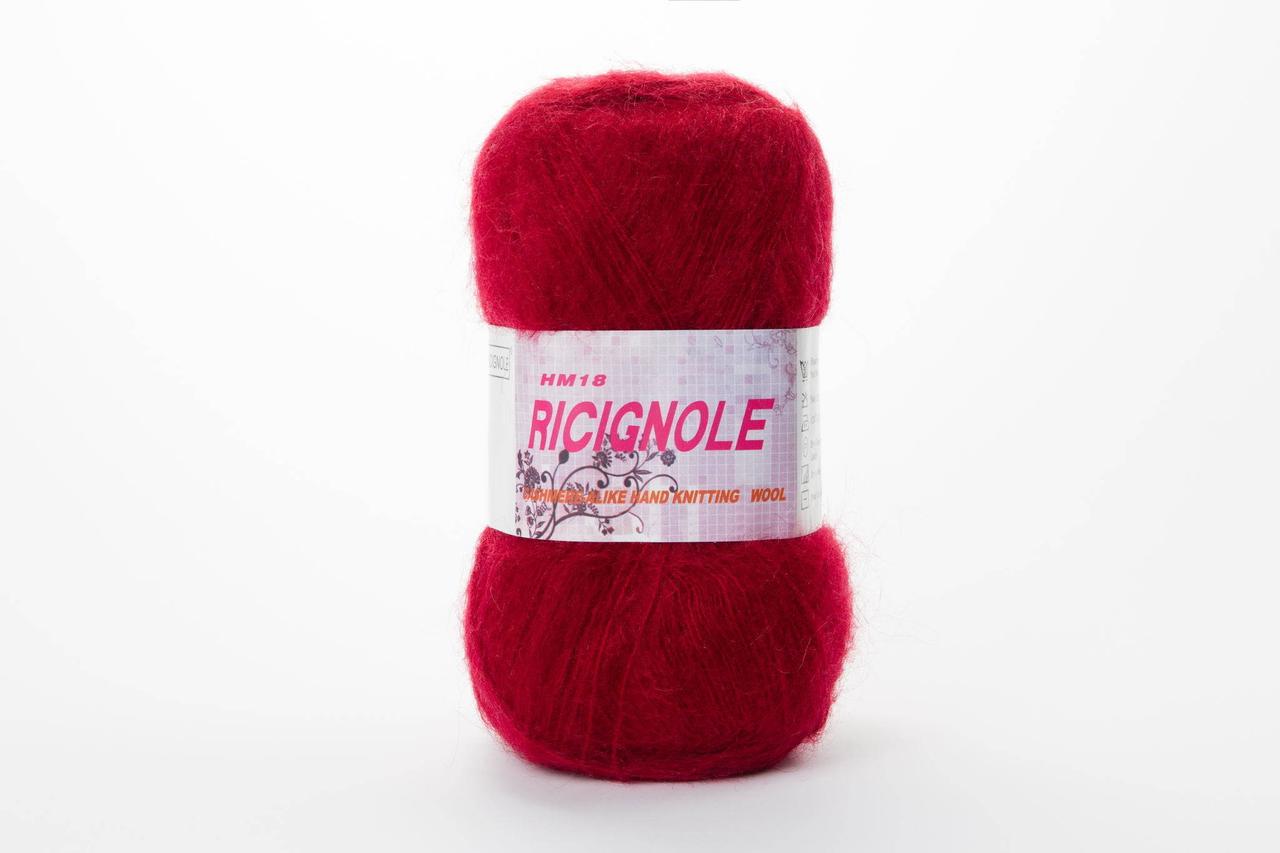 Пряжа мохерова Ricignole Fancy Yarn HM18, Color No.25 червоний