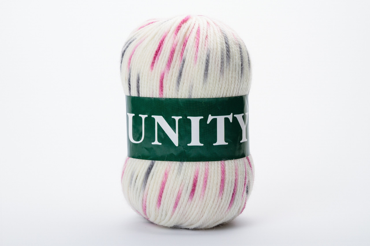 Пряжа шерстяная Vita UNITY, Color No.2075 белый+розовый+серый