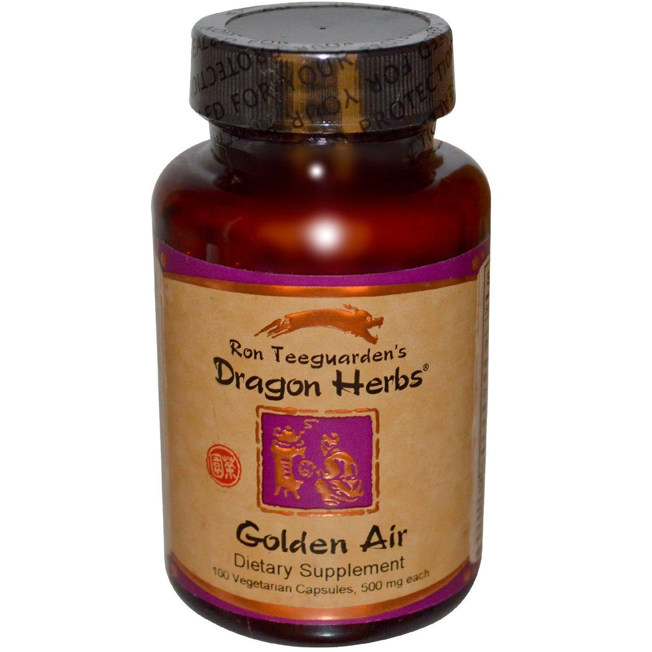 

Dragon Herbs, Golden Air, 500 мг, 100 капсул на растительной основе