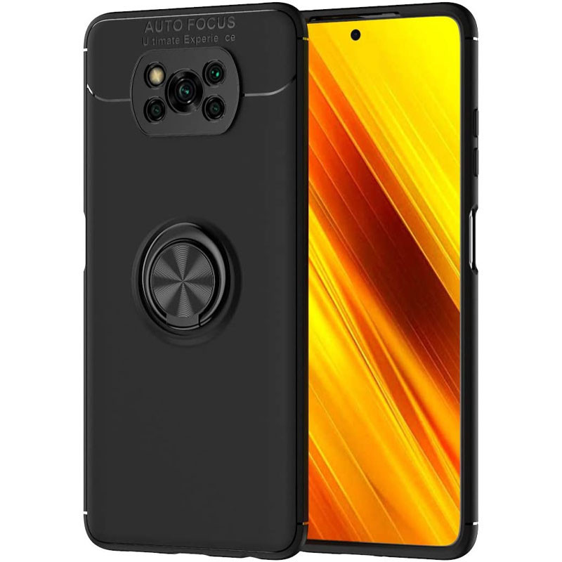 

TPU чехол Deen ColorRing под магнитный держатель (opp) для телефона Xiaomi Poco X3 NFC Черный / Черный