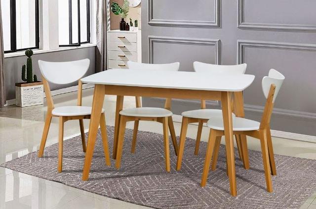 Комплект обеденный Модерно стол + стулья 4 шт белый (ножки бук натуральный)