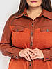 Женская трикотажная рубашка с экокожей больших размеров (Эльба lzn)​, фото 2