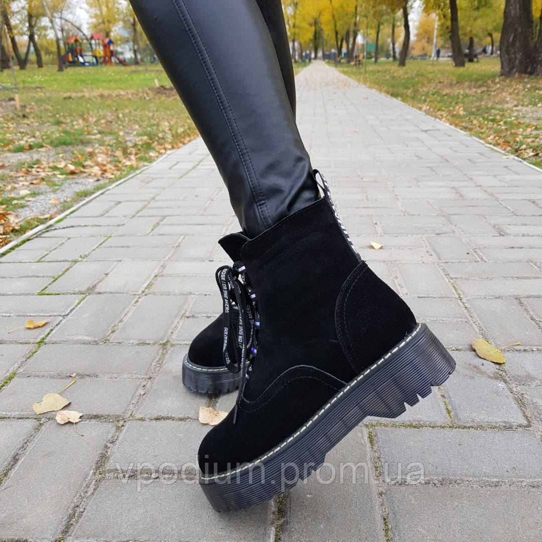 

Ботинки женские зимние в стиле мартинс 38, Черный