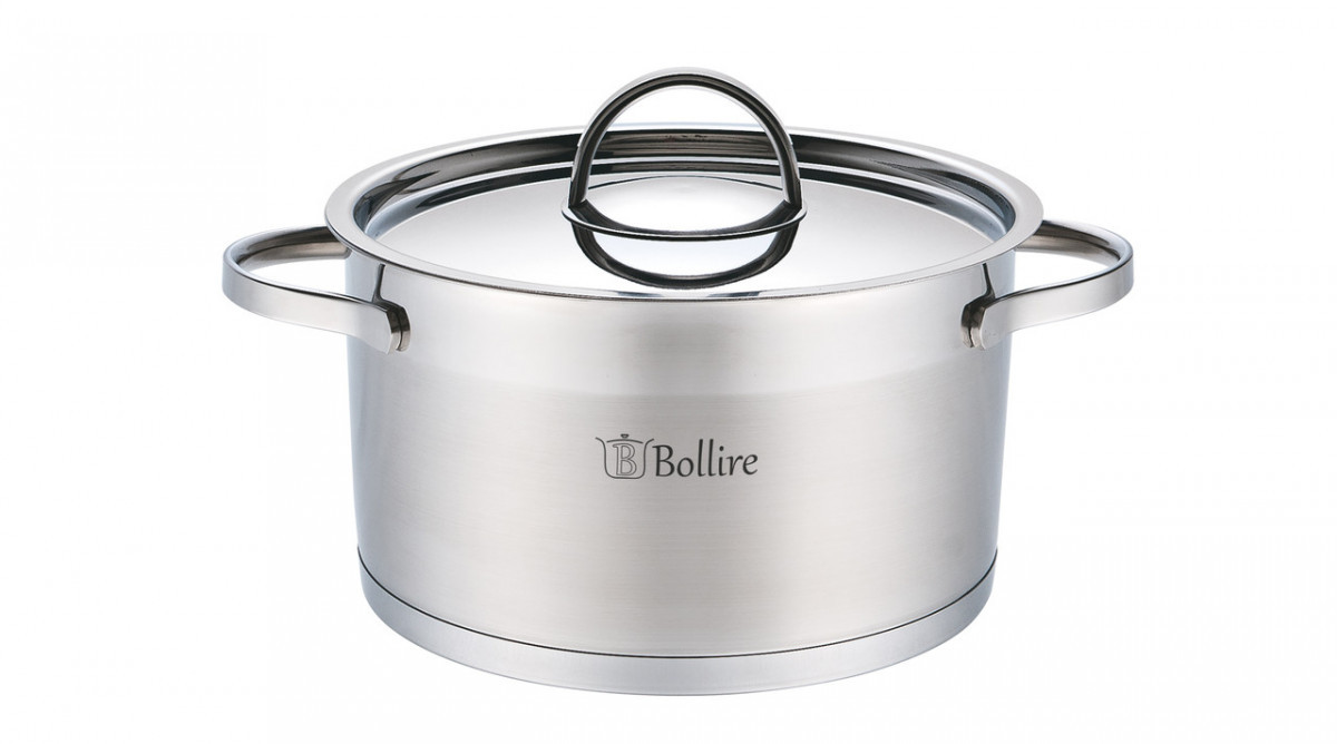 

Кастрюля с крышкой 5,5л 24*13,5 Bollire BR-2304, Хром