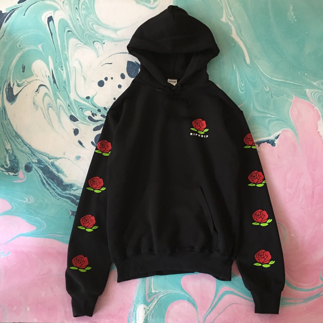 

Толстовка чёрная "RipNDip rose" | худи рипндип | кенгурушка