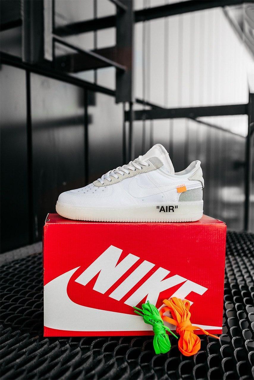 

Мужские кроссовки Nike Air Fоrce 1 Off-White White / Найк Аир Форс 1 Офф-Вайт Белые 44, Белый