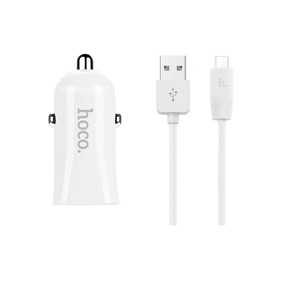 

Hoco Z12 Elite Car Charger Set (Micro) (2 USB)( 2.4A) White