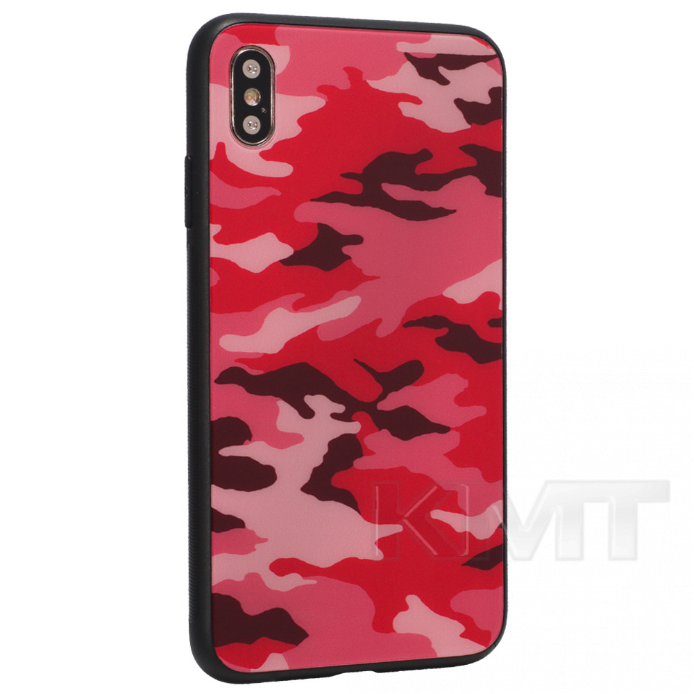 

Чехол накладка Glass with print TPU Case iPhone Xs Khaki Red, С дизайном