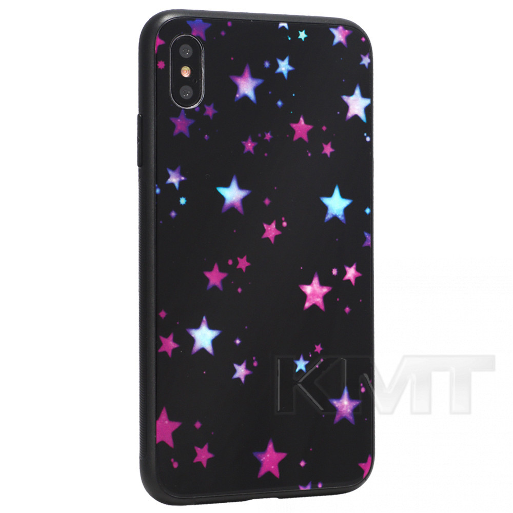 

Чехол накладка Glass with print TPU Case iPhone Xs Stars, С дизайном