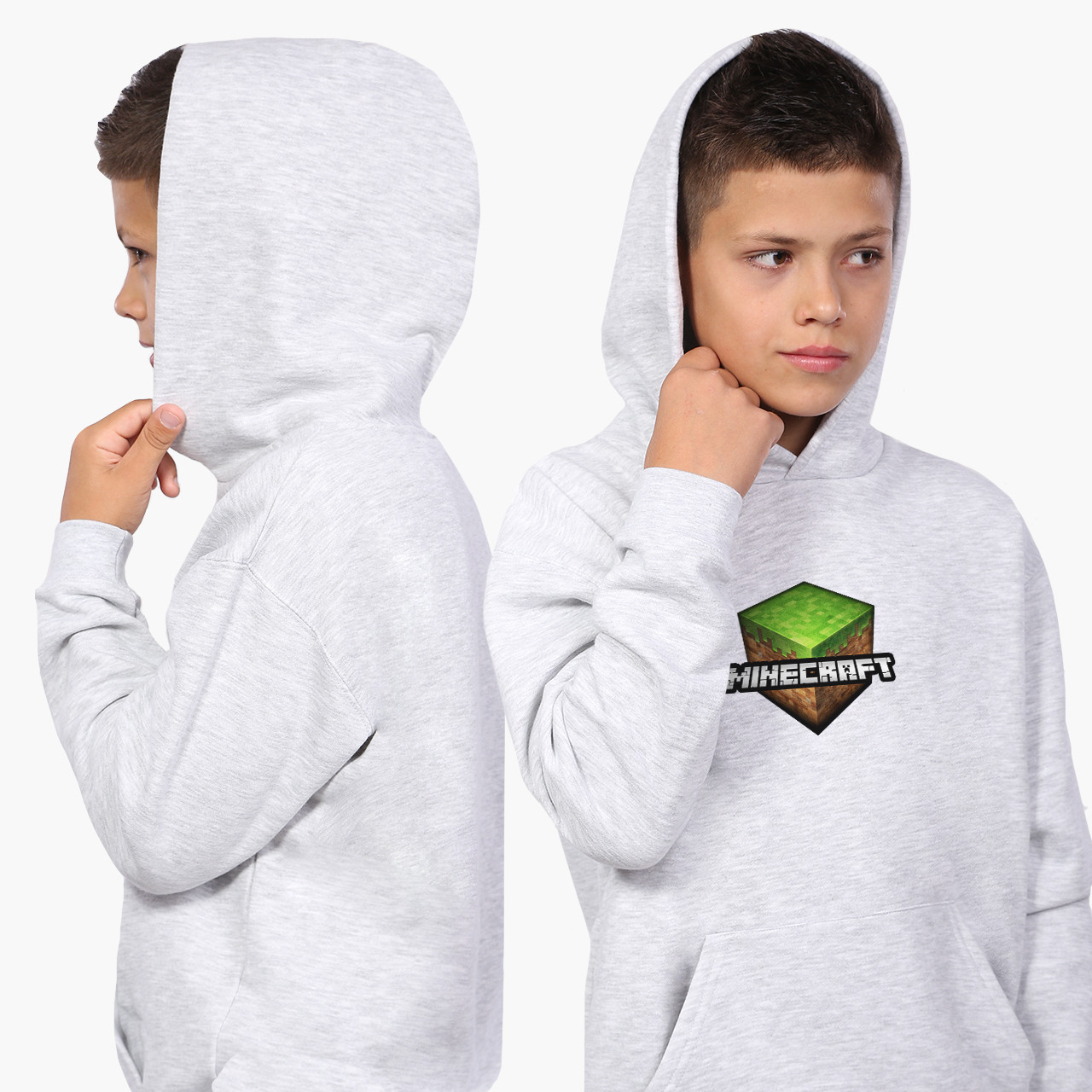 

Худи для мальчика Майнкрафт (Minecraft) Кенгуру Светло-серый (9298-1174-2) 140 см