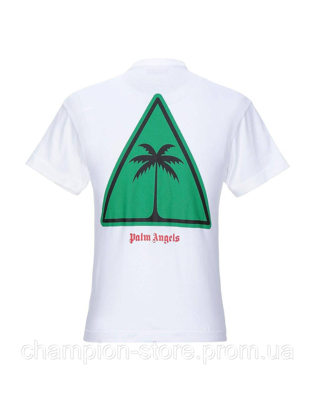 

Футболка белая Palm Angels green tringle • Палм Анджелс футболка