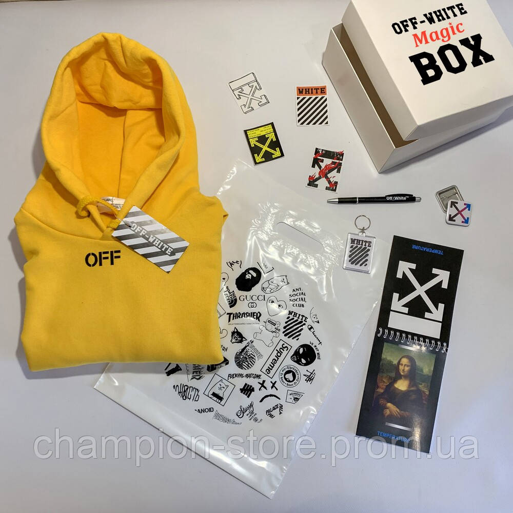 

Off White Magic BOX • Худи Off White жёлтая • Подарочная коробка M, 48, Весна/осень, Разные цвета