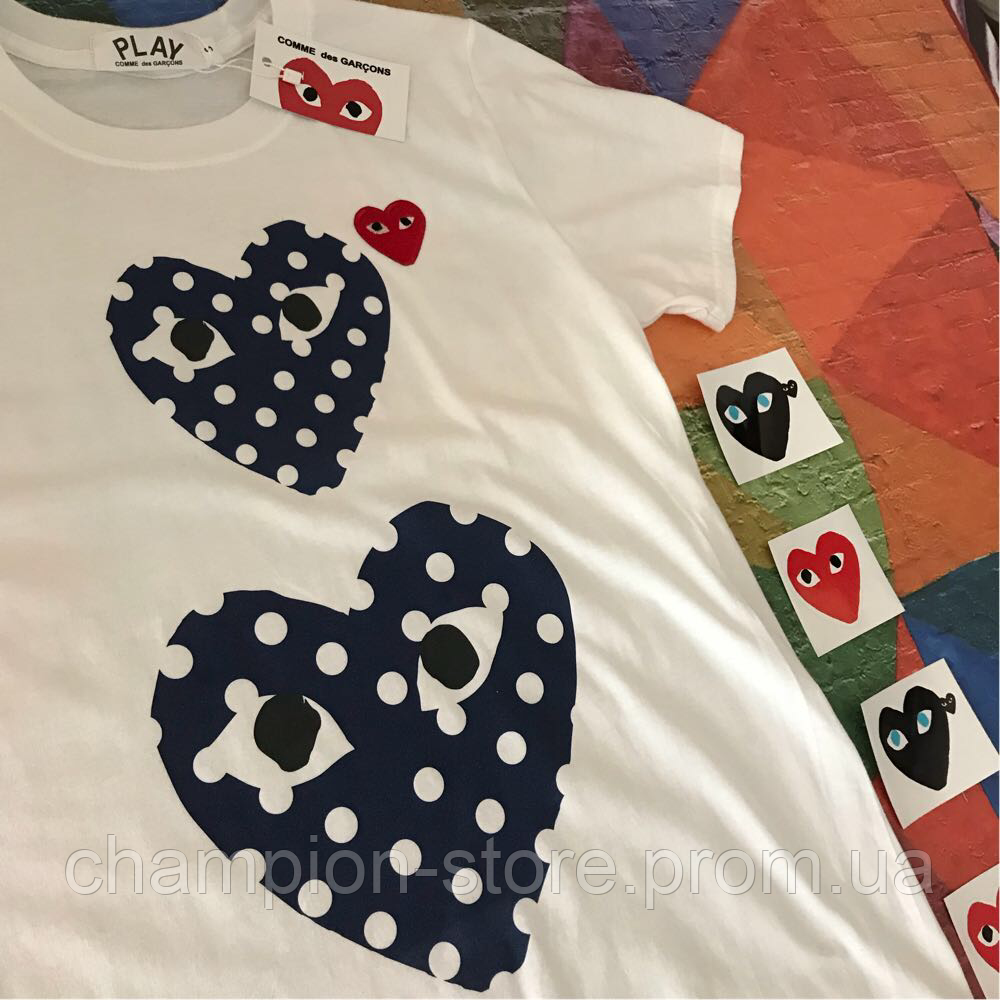 

Белая футболка Comme des garcons . Бирка. + вышивка