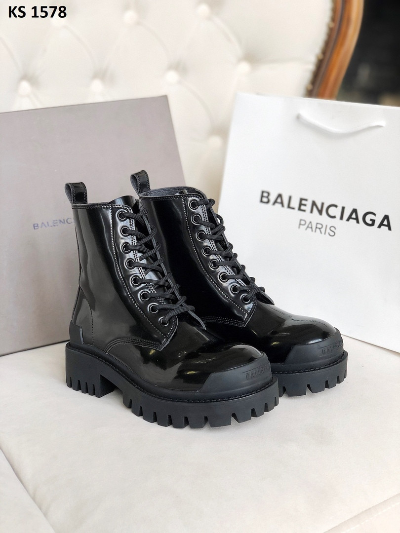 

Женские ботинки Balenciaga STRIKE (черные/лакированные) KS 1578, Черный