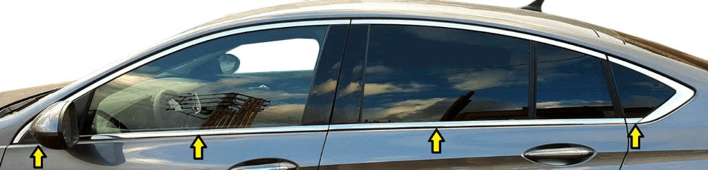 Окантовка стекол (8 шт, нерж) Opel Insignia 2017↗ гг. / Накладки на двери Опель Инсигния