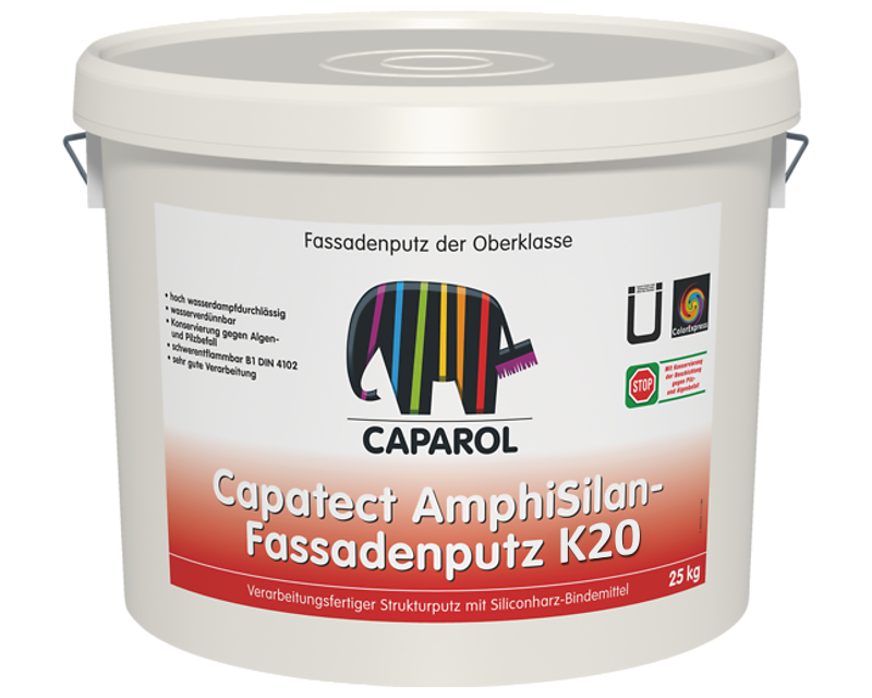 

Штукатурка силиконовая AMPHISILAN-FASSADENPUTZ K20 ГЕРМАНИЯ "барашек", B1-белая, 25кг, Белый