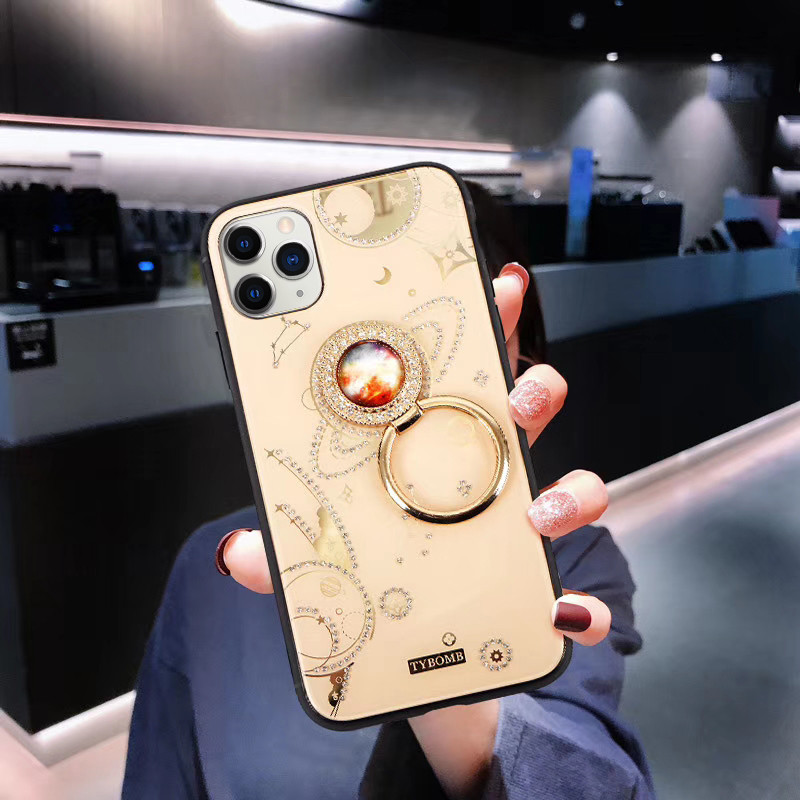 

Стеклянный чехол с кольцом для Apple iPhone 11 Pro, Бежевый