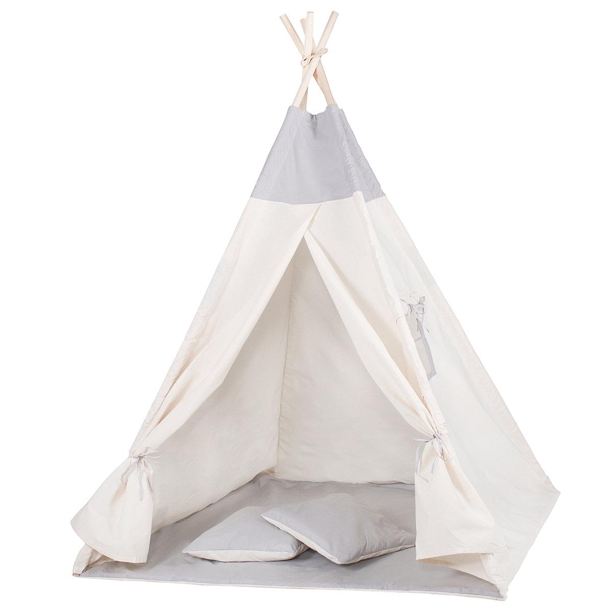 

Детская палатка (вигвам) Springos Tipi XXL TIP10 White/Grey 120x100х160 см для дома и улицы