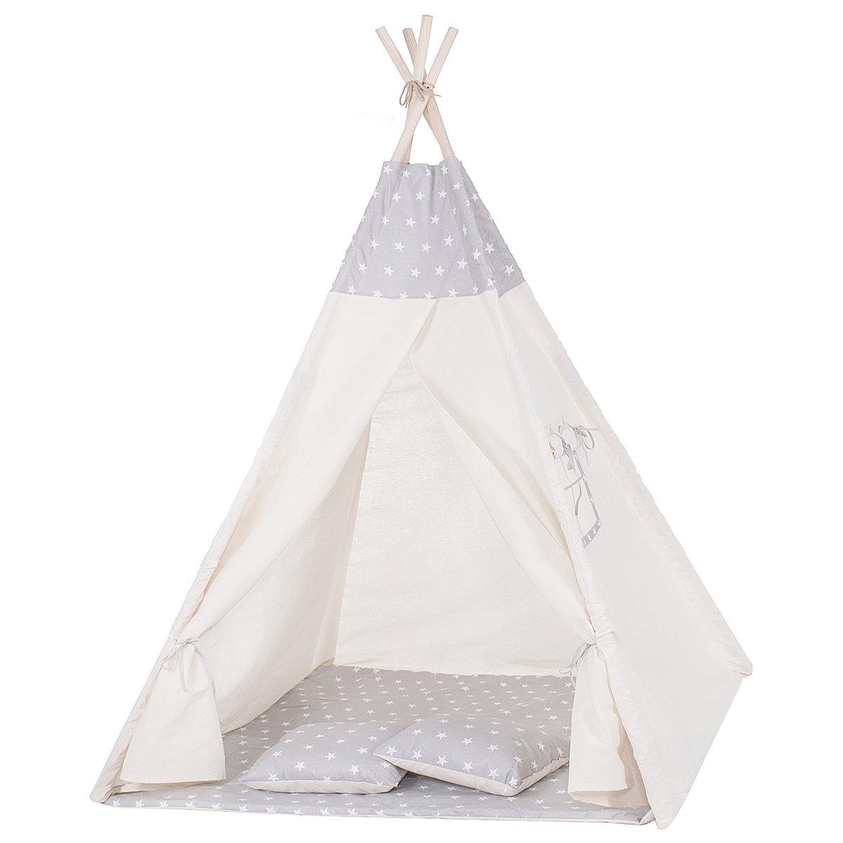 

Детская палатка (вигвам) Springos Tipi XXL TIP07 White/Grey 120x100х160 см для дома и улицы