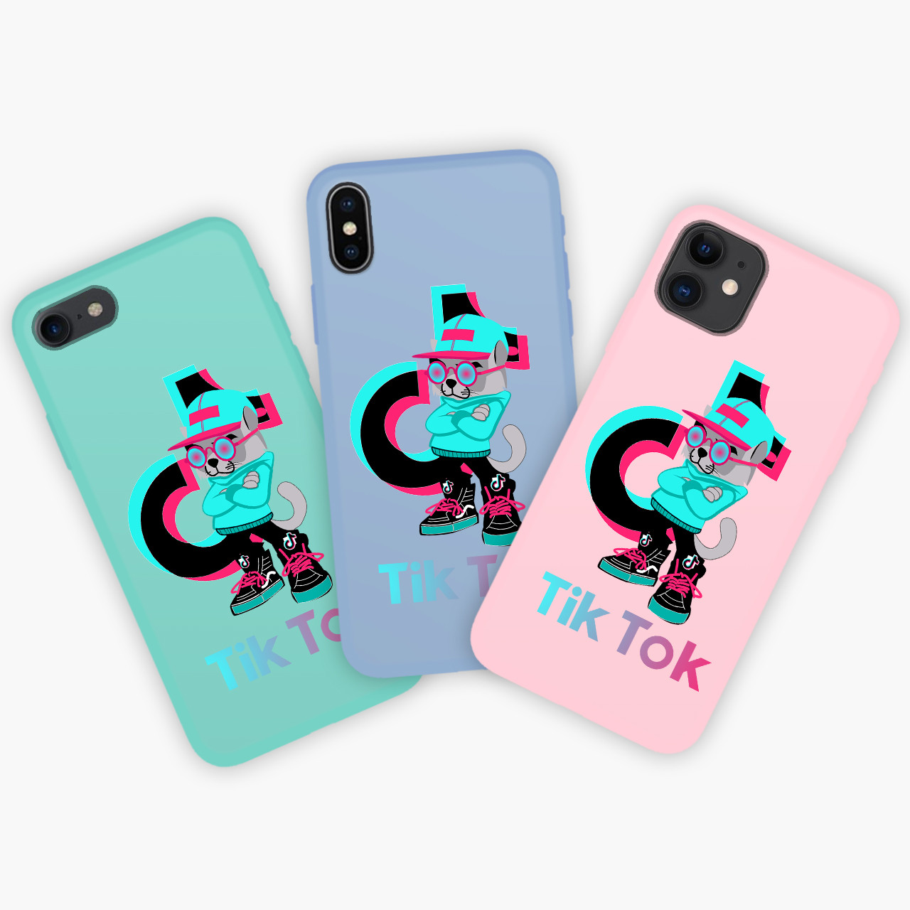 

Чехол Apple Iphone X Apple Iphone Xs Кот Тик Ток (Cat TikTok) Honor Candy силиконовый Голубой