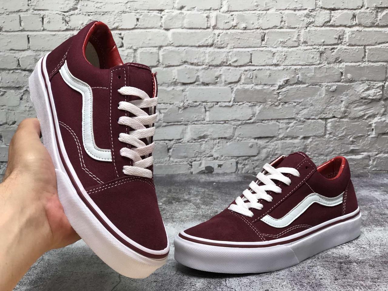 

Мужские бордовые кеды Vans Old Skool 44, Бордовый