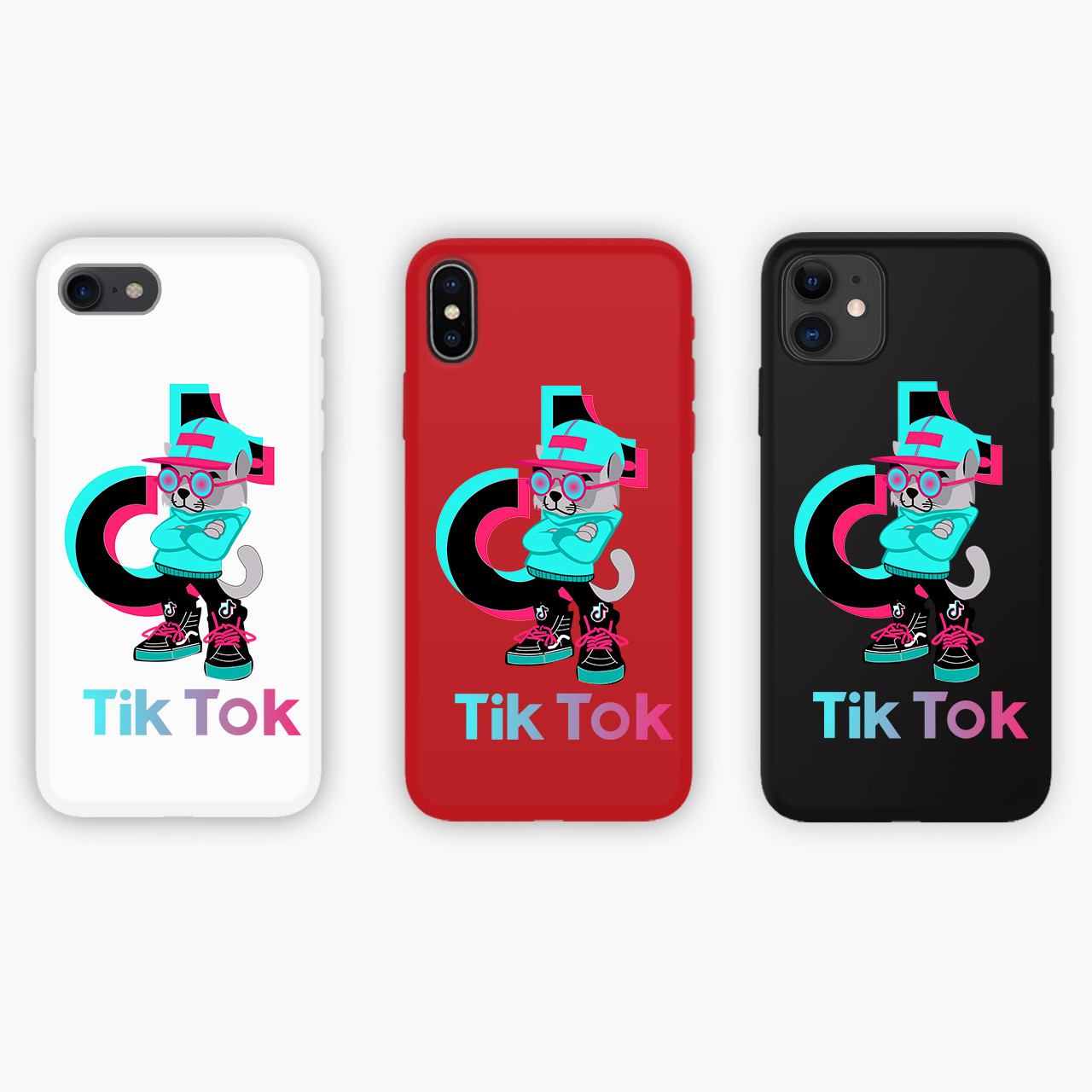 

Чехол силиконовый Apple Iphone 11 Pro Кот Тик Ток (Cat TikTok) Honor Candy силиконовый Красный