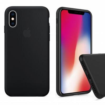 

Чехол силиконовый на айфон Silicone Case для iPhone X / XS закрытый низ black черный