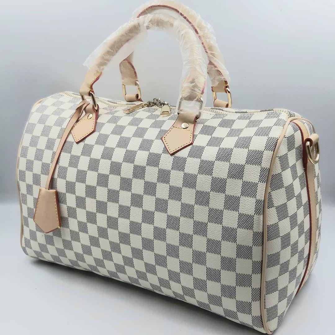 

Женская брендовая сумка Louis Vuitton Speedy Луи Виттон Cпиди в расцветках, женские брендовые сумки Молочный, Молочный клетка