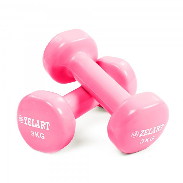 Гантели для фитнеса с виниловым покрытием Zelart Beauty TA-5225-3 Rose (LI10067), Розовый