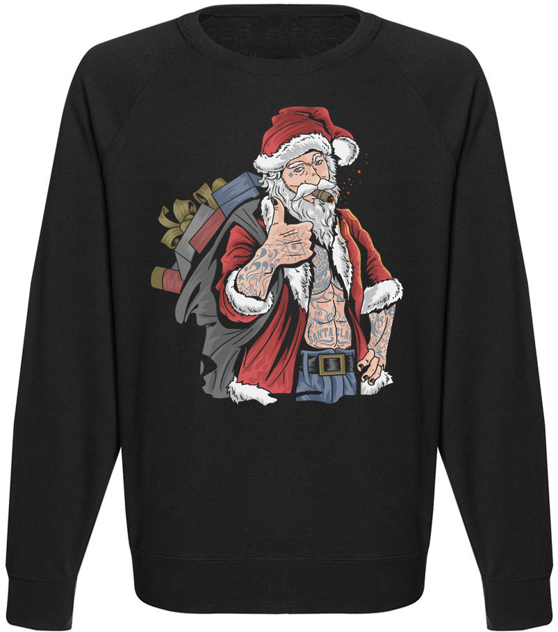

Свитшот "Christmas Santa Claus With Tattoo" (чёрный) S, Белый