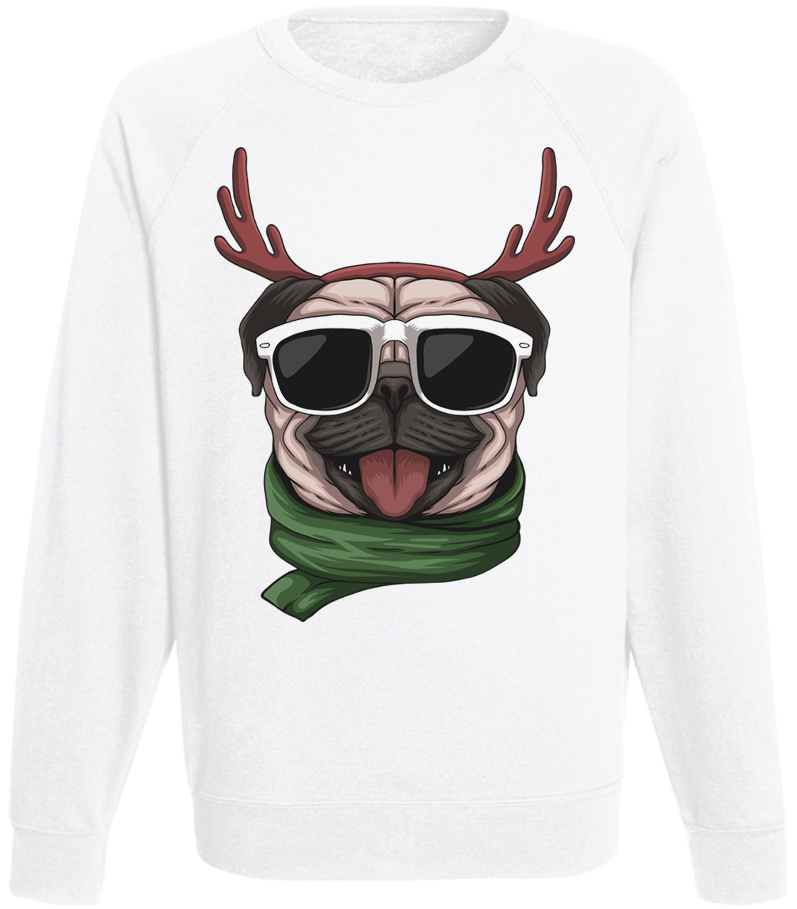 

Свитшот "Pug Dog Wearing A Santa" (белый) S