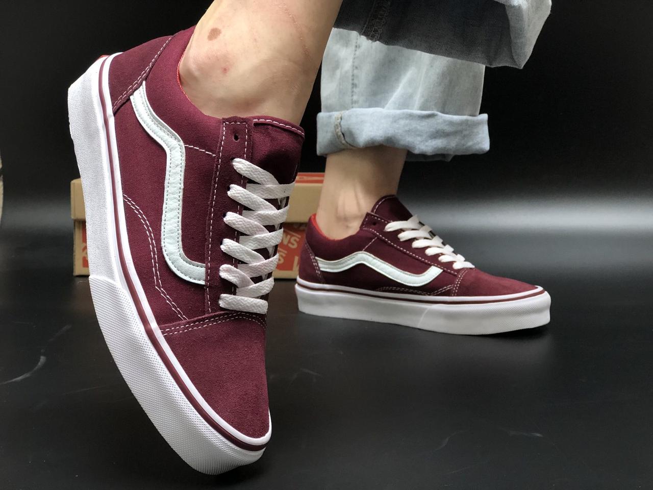 

Женские бордовые Кеды Vans Old Skool 37, Бордовый