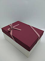 Подарочная коробка из картона прямоугольная бордовая ( 17.5 х 12 х 6.5 см) маленькая