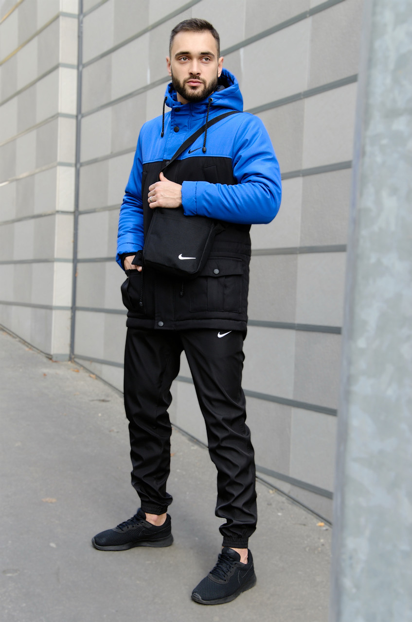 

Комплект: Зимняя мужская парка Найк +теплые штаны. Барсетка Nike и перчатки в Подарок. L