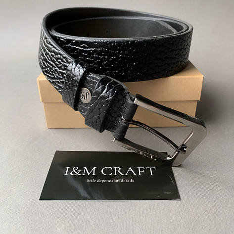 Ремень I&M Craft из натуральной кожи черный фактурный (R100148), фото 2