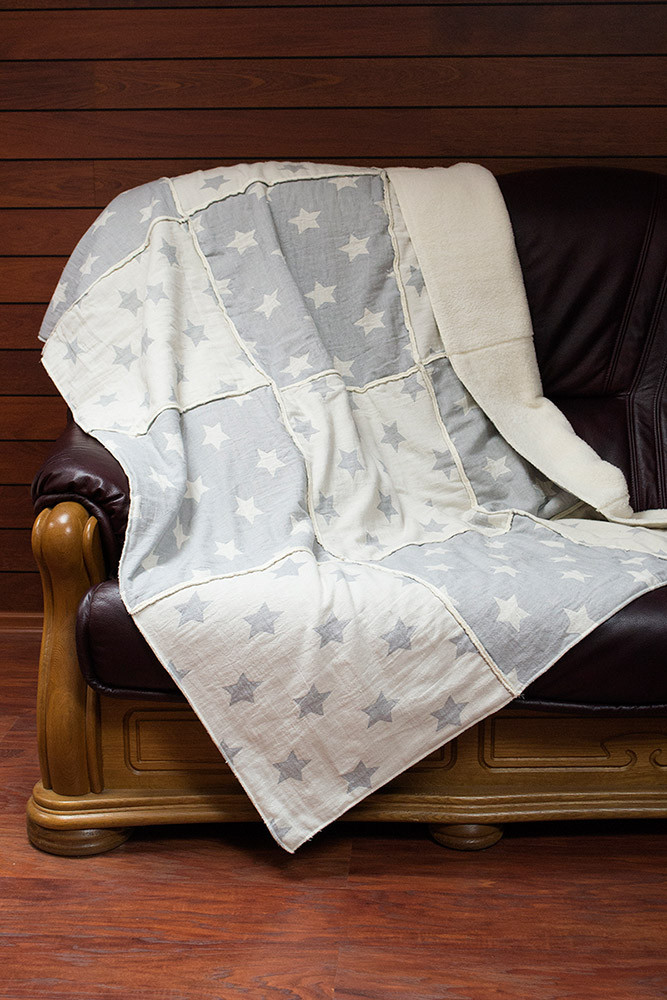 

Плед микроплюш Star Patchwork throw Barine grey серый 130х170 см