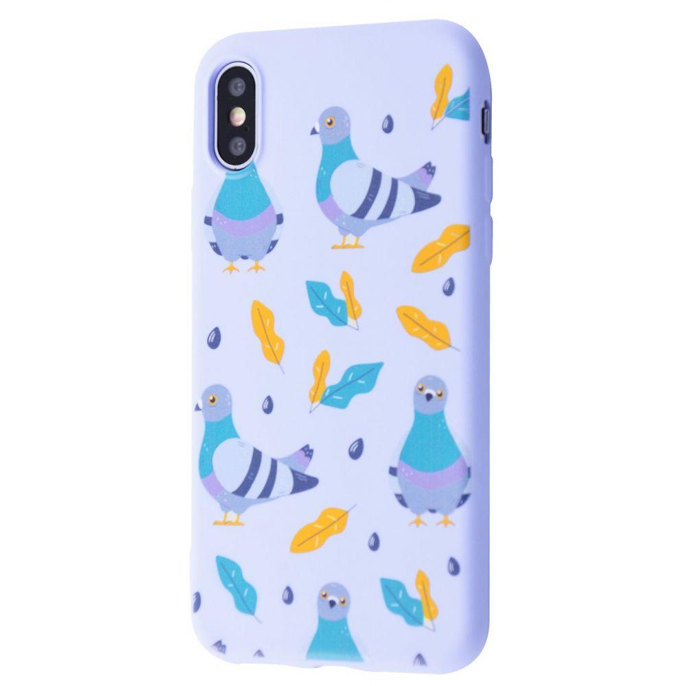 

Чехол накладка iPhone X/Xs Wave Fancy Series Case (TPU) pigeon_with_sunflower_seeds_light_purple