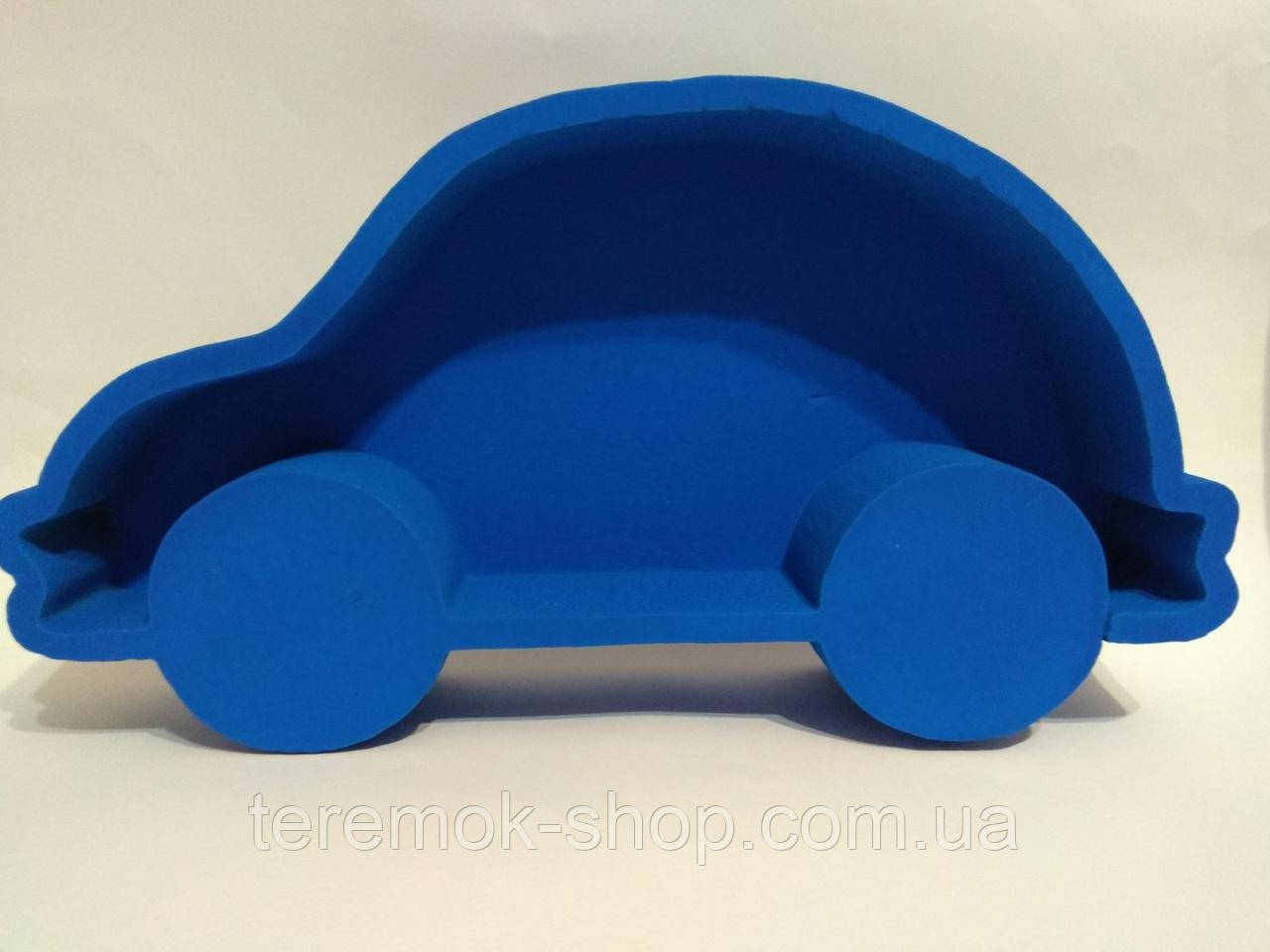 Подарункова скляна коробка пенобокс з пінопласту ( фарбована) синя машина 38 х21 см