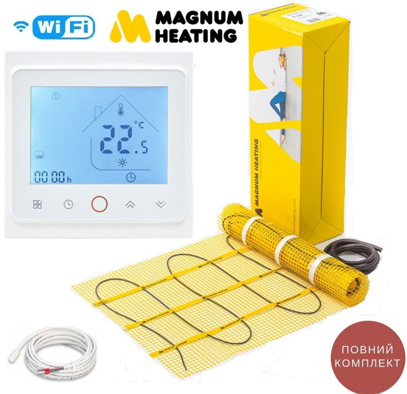 

Электрический теплый пол Magnum 3,5м²/525Ват тонкий нагревательный мат под плитку + терморегулятор TWE02 Wi-Fi