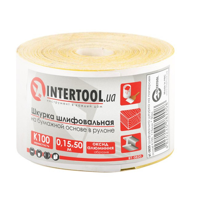 

Шлифовальная шкурка на бумажной основе К80, 20cм*50м. INTERTOOL BT-081820