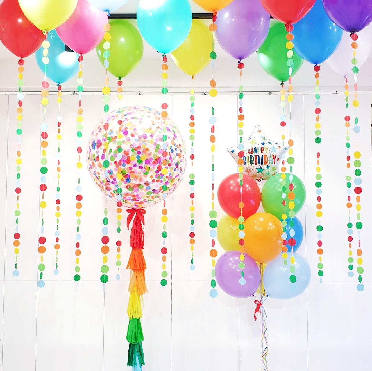 Праздничное разноцветное оформление в стиле "Поп ит" с шариками под потолок и гигантом с конфетти Pop it
