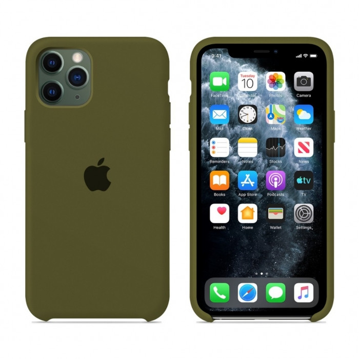 

Чехол силиконовый на айфон Silicone Case для iPhone 11 Pro Max virid темно зелений