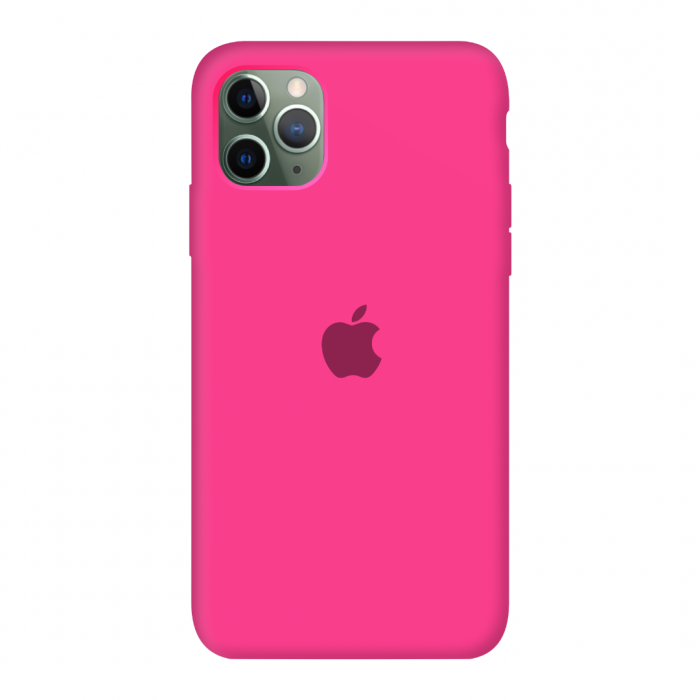 

Чехол силиконовый на айфон Silicone Case для iPhone 11 Pro Max закрытый низ electric pink ярко розовый