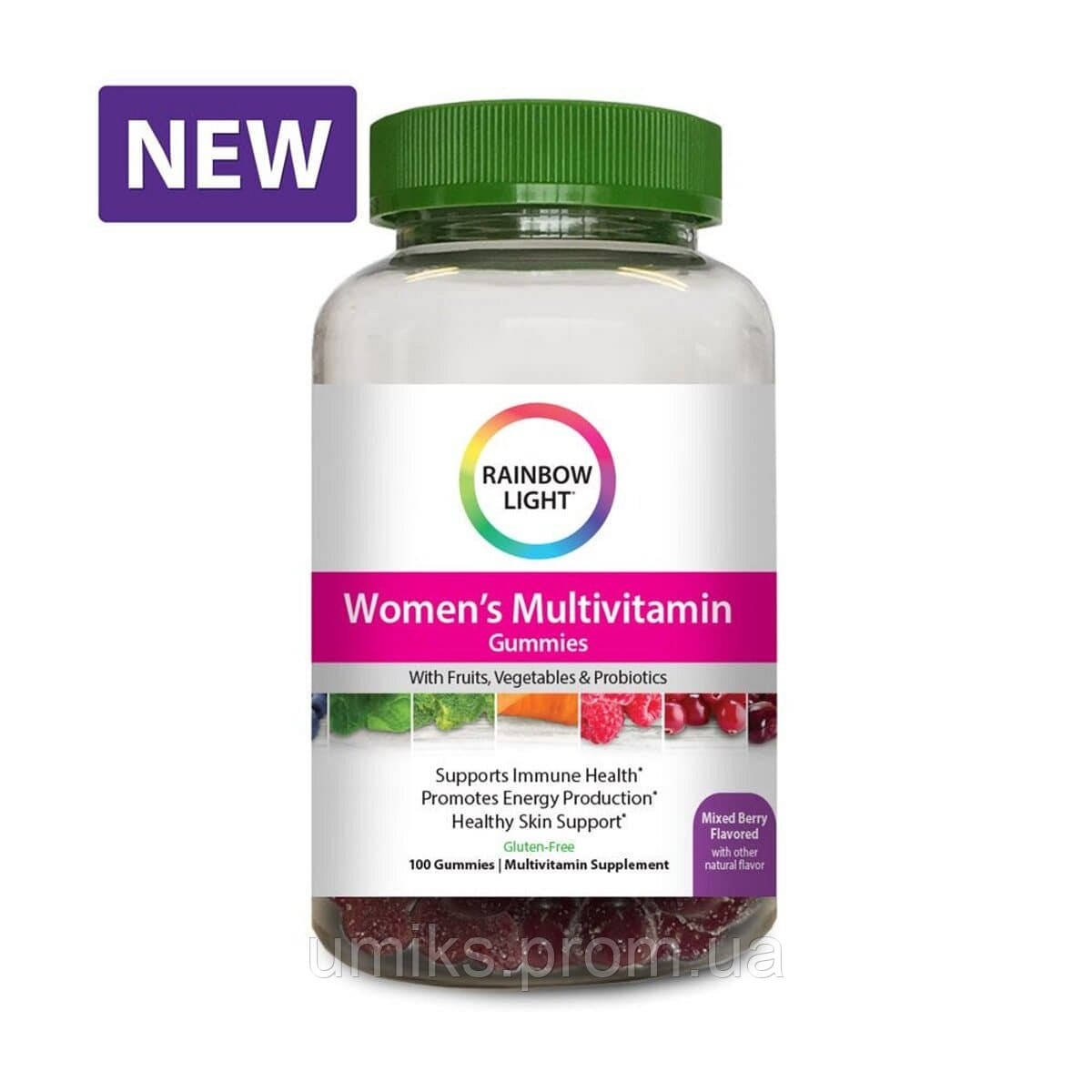 

Мультивитамины для Поддержания Энергии для Женщин, New Women's Multivitamin Gummies, Rainbow Light, 100